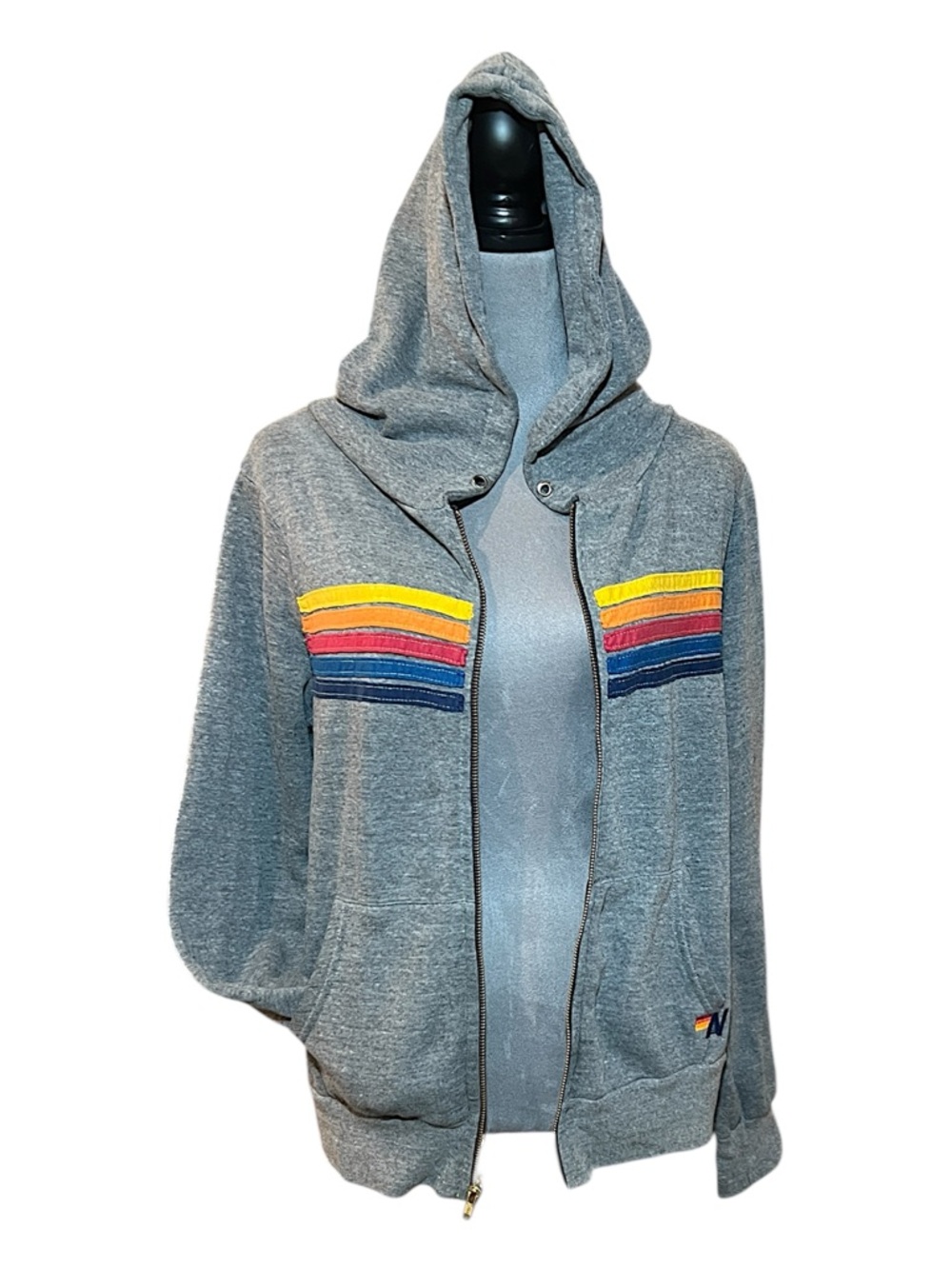 Aviator Nation Rainbow 5 Stripe Zip Hoodie - Picture 4 of 8